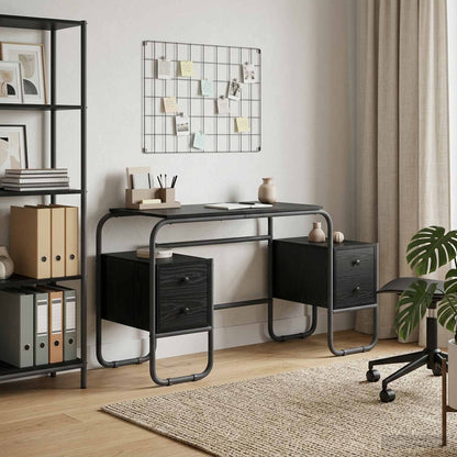 Office Desk With Storage Black 145x50x75cm