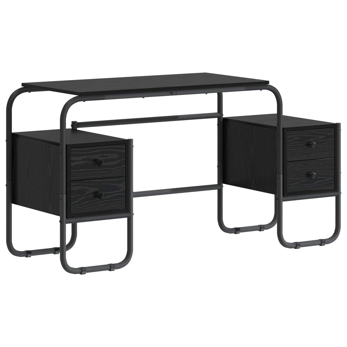 Office Desk With Storage Black 145x50x75cm