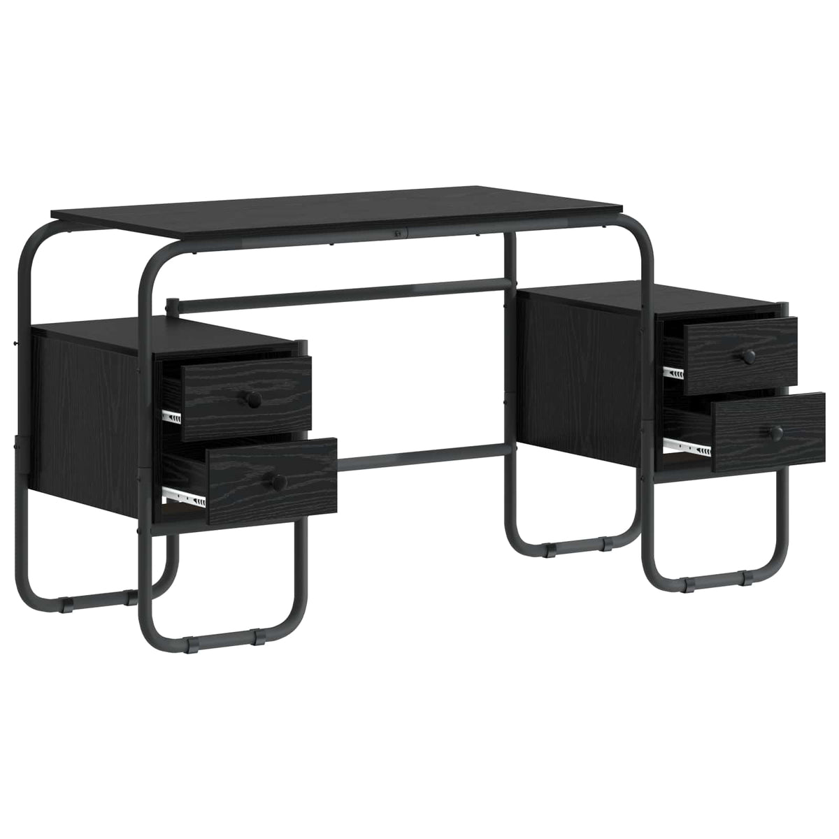 Office Desk With Storage Black 145x50x75cm