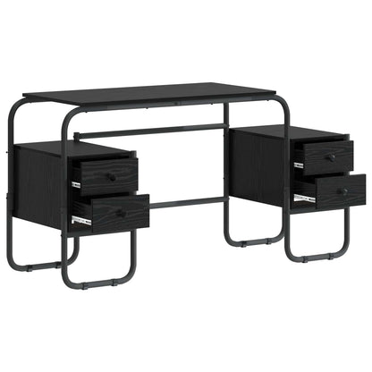 Office Desk With Storage Black 145x50x75cm