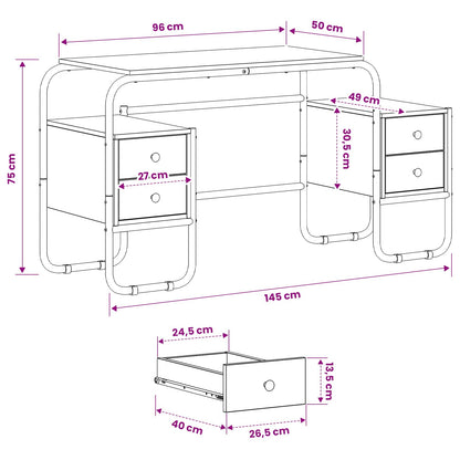 Office Desk Storage Oak 145x50x75cm