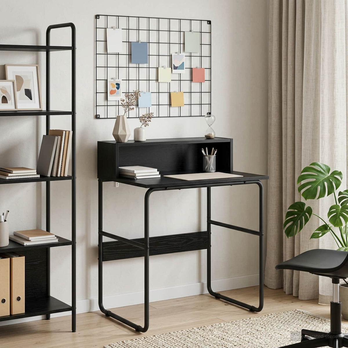 Desk With Storage Black 60x50x91cm