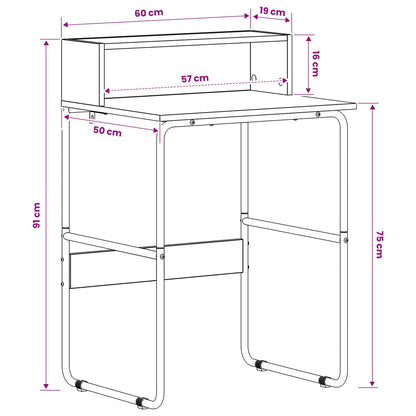 Desk With Storage Black 60x50x91cm
