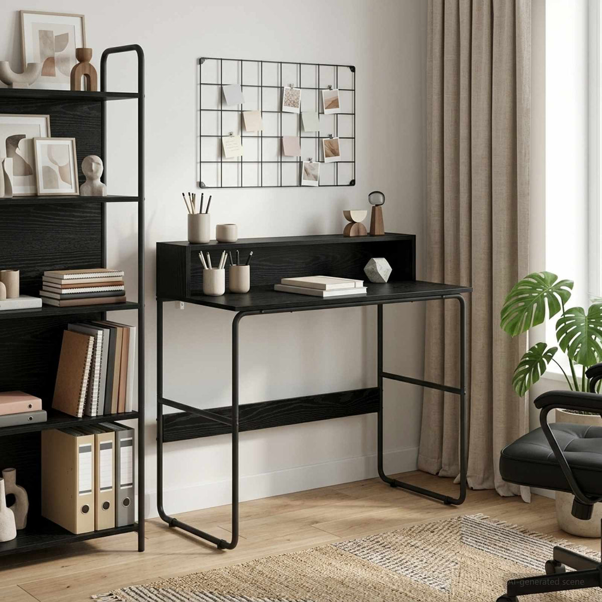 Desk With Storage Black Oak 100x50x91cm