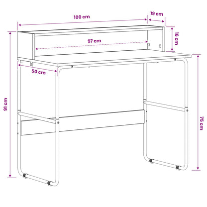 Desk With Storage Black Oak 100x50x91cm