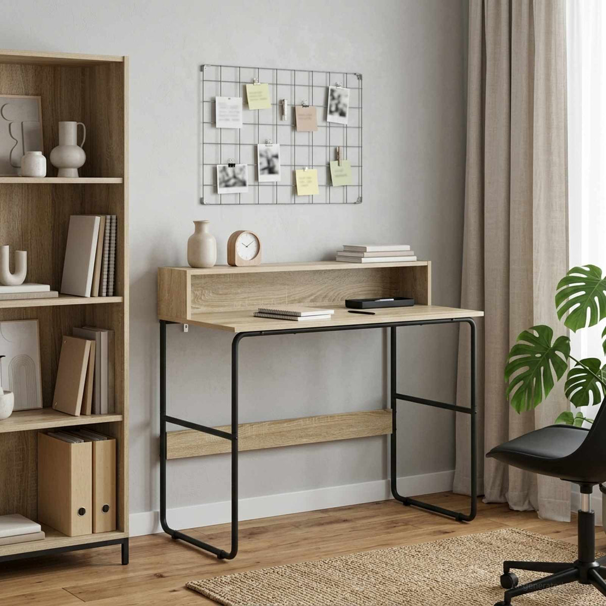 Office Desk Storage Oak 100x50x91cm