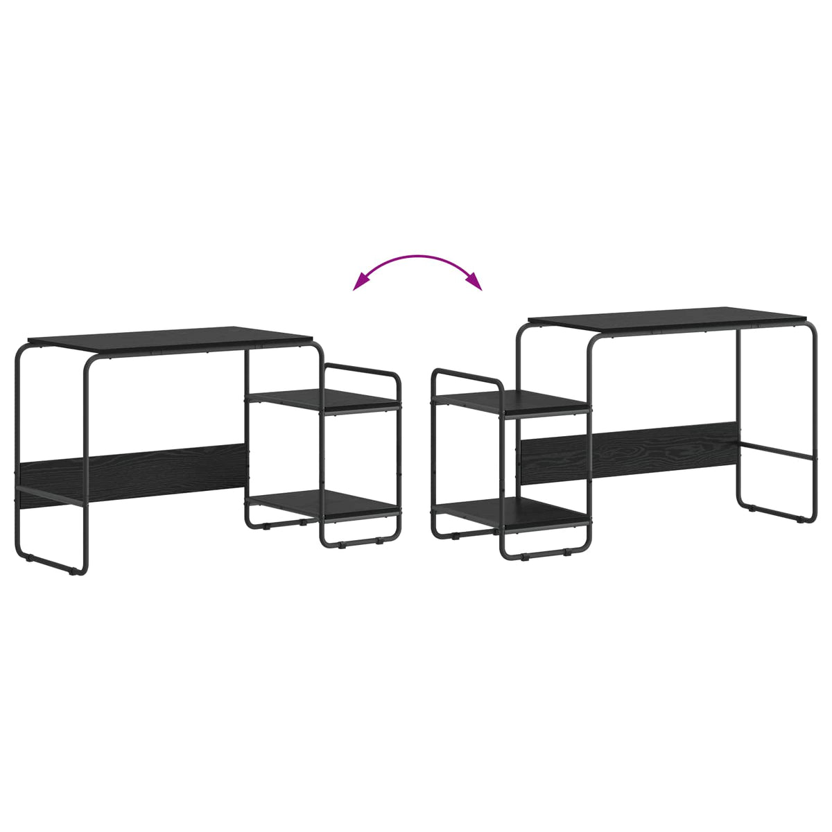 Office Desk Black Storage 131.5x50x75.5cm