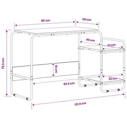 Office Desk Storage Oak 131.5x50x75.5cm