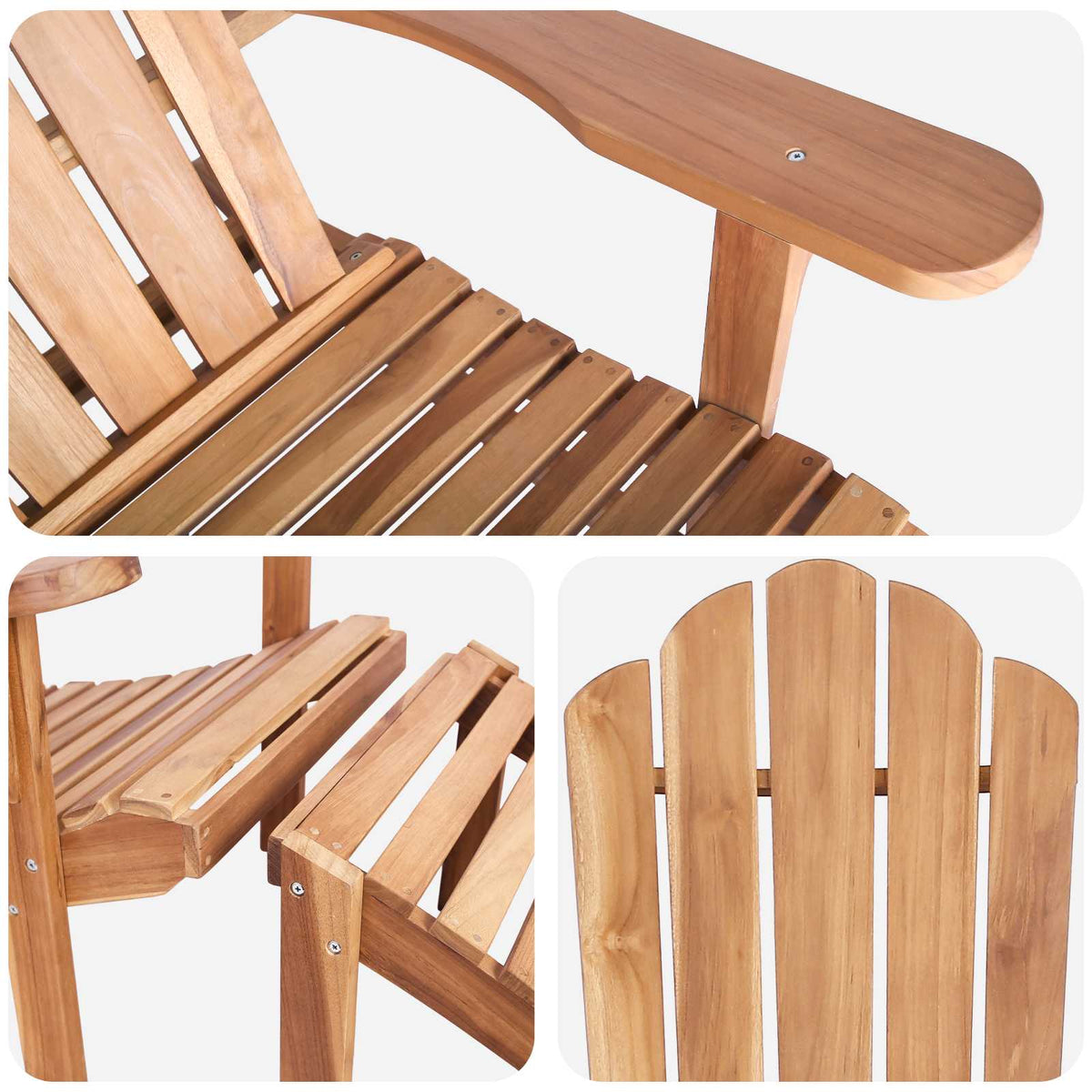Natural Teak Adirondack Chair 78x155x94cm
