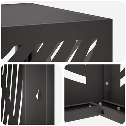 Air Conditioner Cover Black Steel 90x40x60cm
