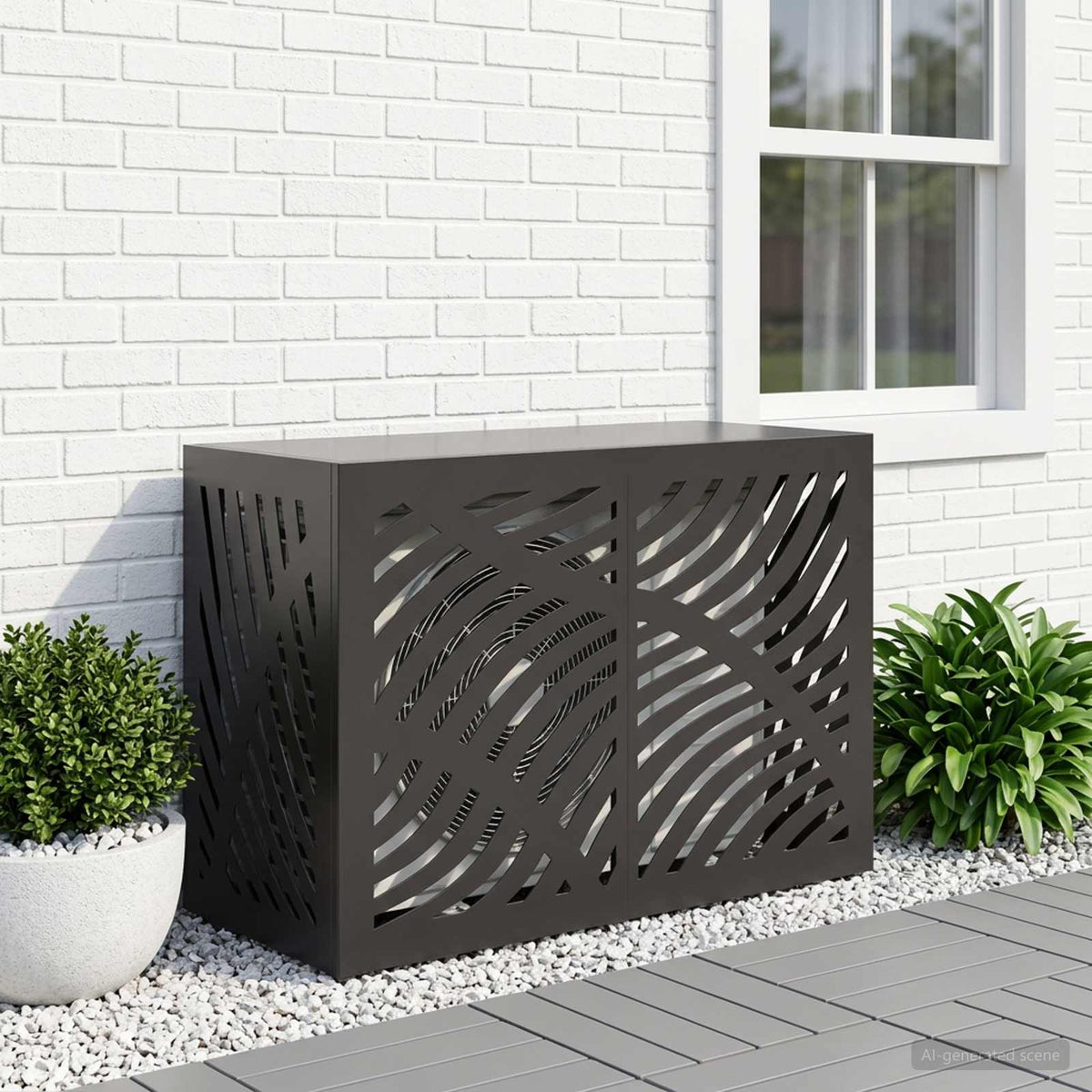 Air Conditioner Cover Black Steel 90x40x60cm