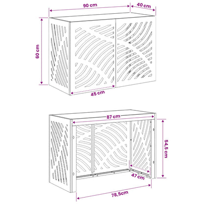 Air Conditioner Cover Black Steel 90x40x60cm