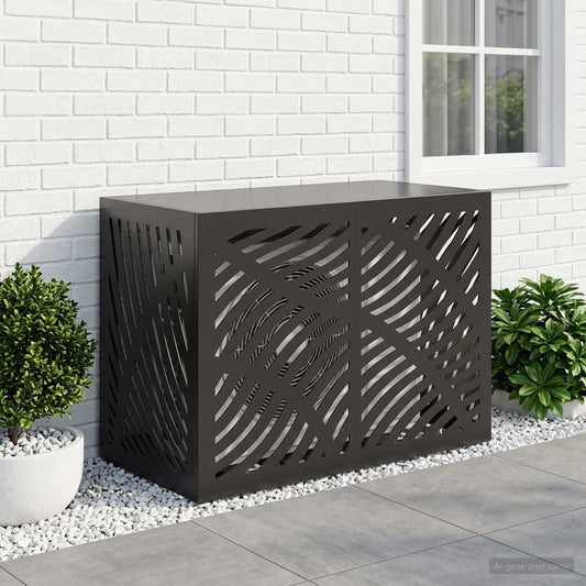 Air Conditioner Cover Steel Black 100x50x70cm