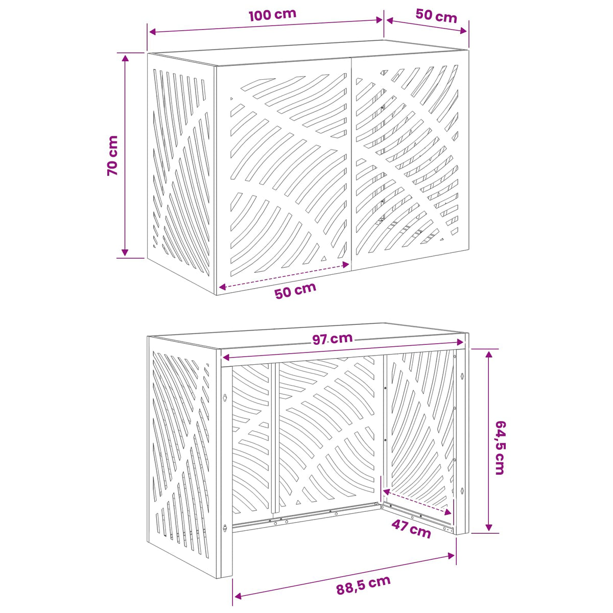 Air Conditioner Cover Steel Black 100x50x70cm