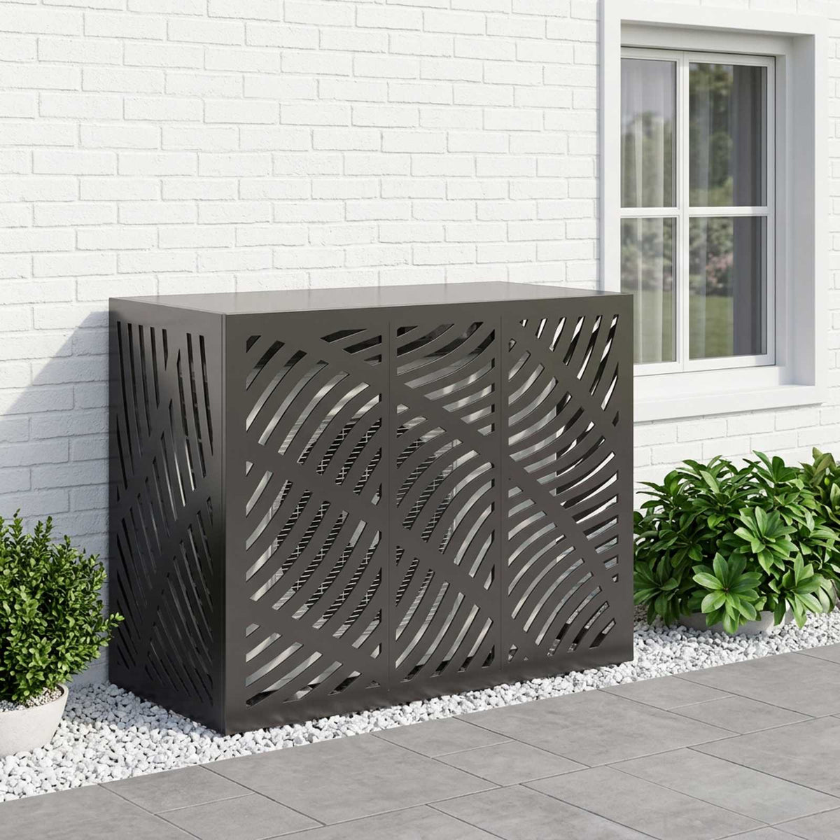 Air Conditioner Cover Steel Black 110x50x80cm