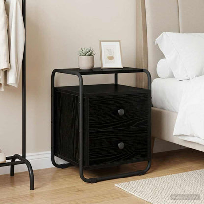 Black Oak Bedside Cabinet 2 Drawer | HomeAndLiving