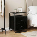 Black Oak Bedside Cabinet 2 Drawer | HomeAndLiving
