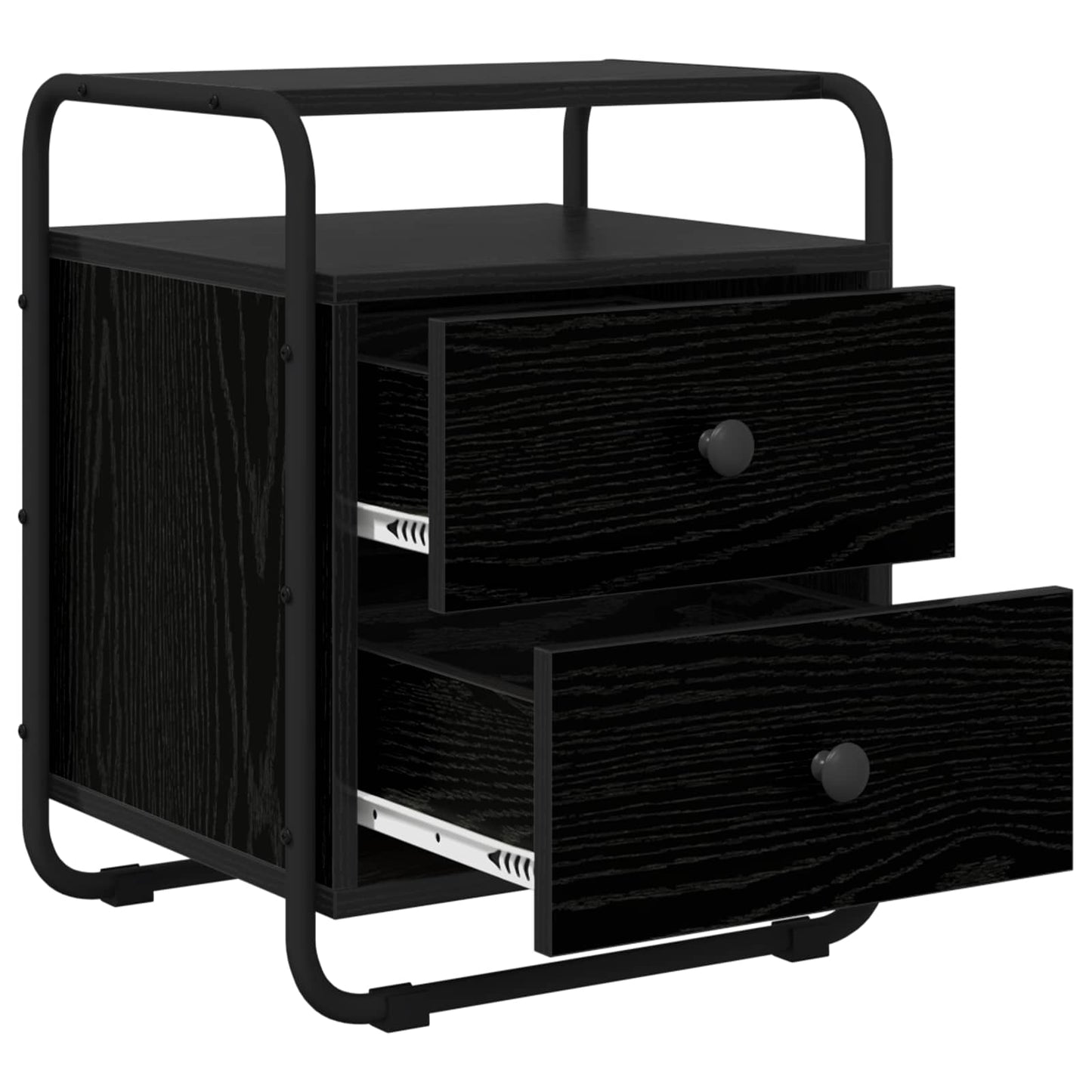 Black Oak Bedside Cabinet 2 Drawer | HomeAndLiving - 4