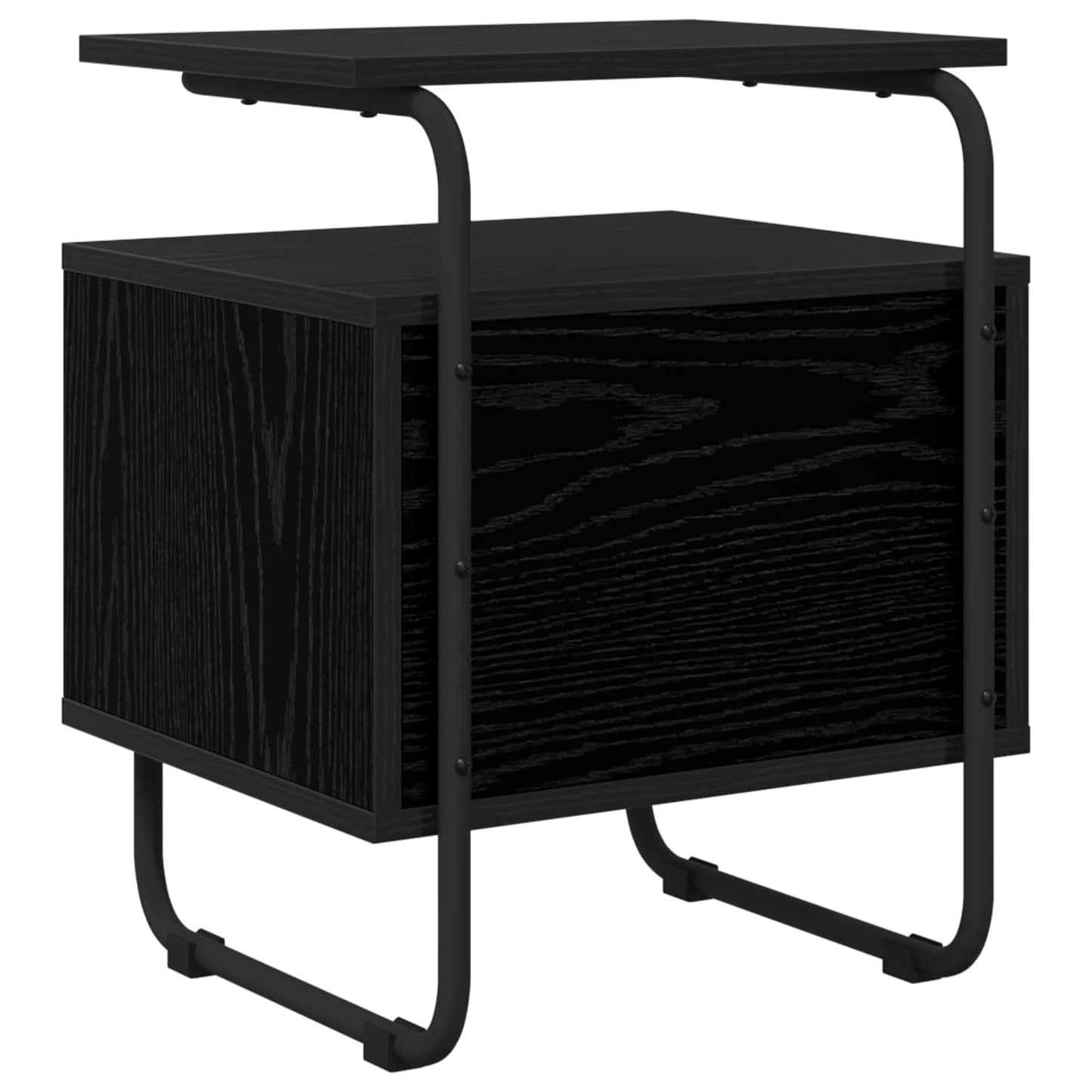 Black Oak Bedside Cabinet Engineered Wood | HomeAndLiving - 6