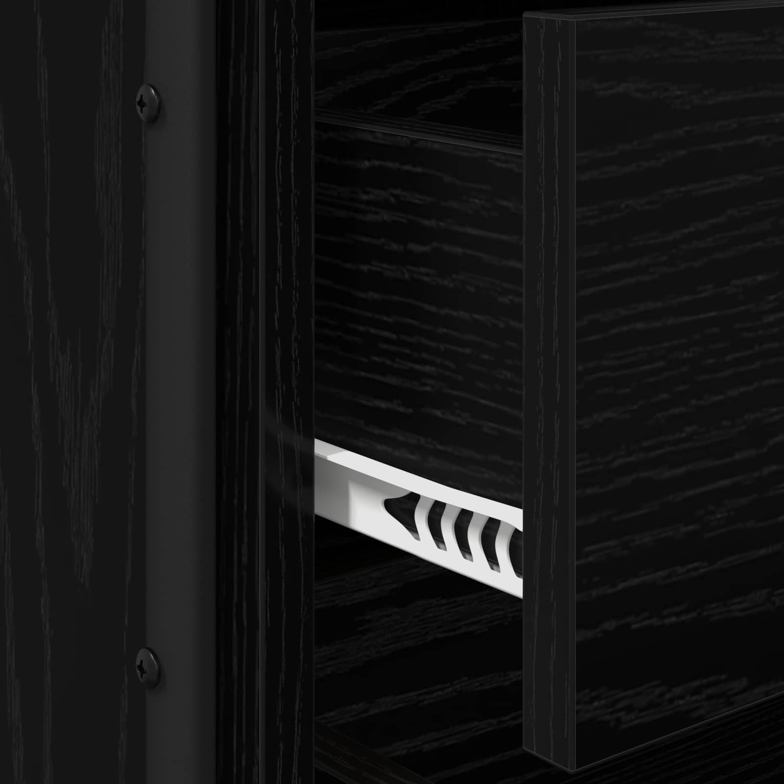 Black Oak Bedside Cabinet Drawer Shelf | HomeAndLiving - 8