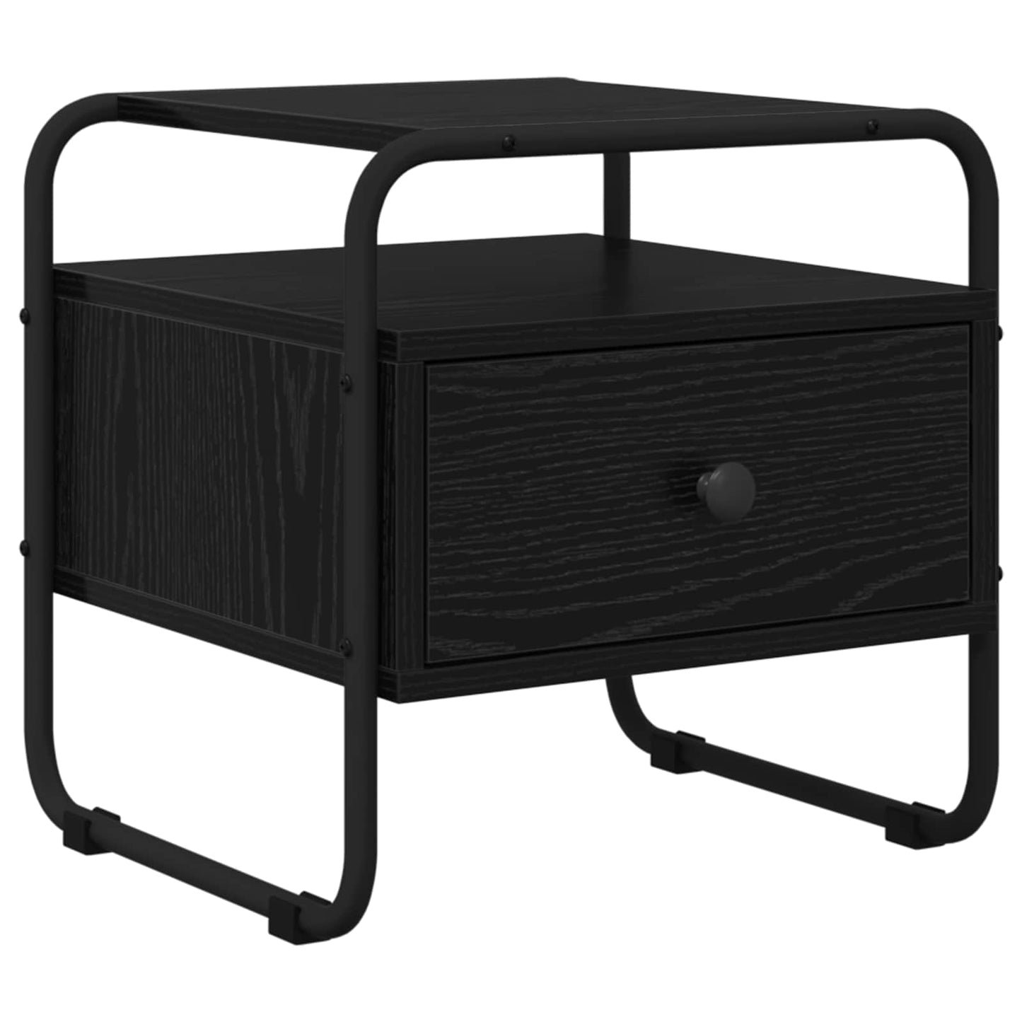 Black Oak Bedside Cabinet Drawer Shelf | HomeAndLiving - 2