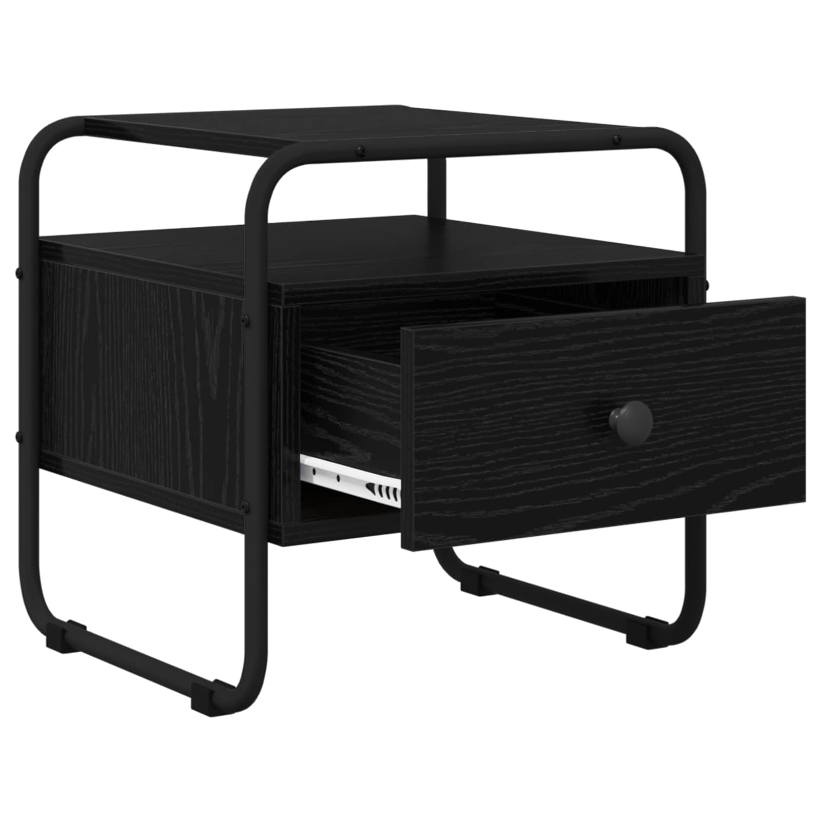 Black Oak Bedside Cabinet Drawer Shelf | HomeAndLiving - 4