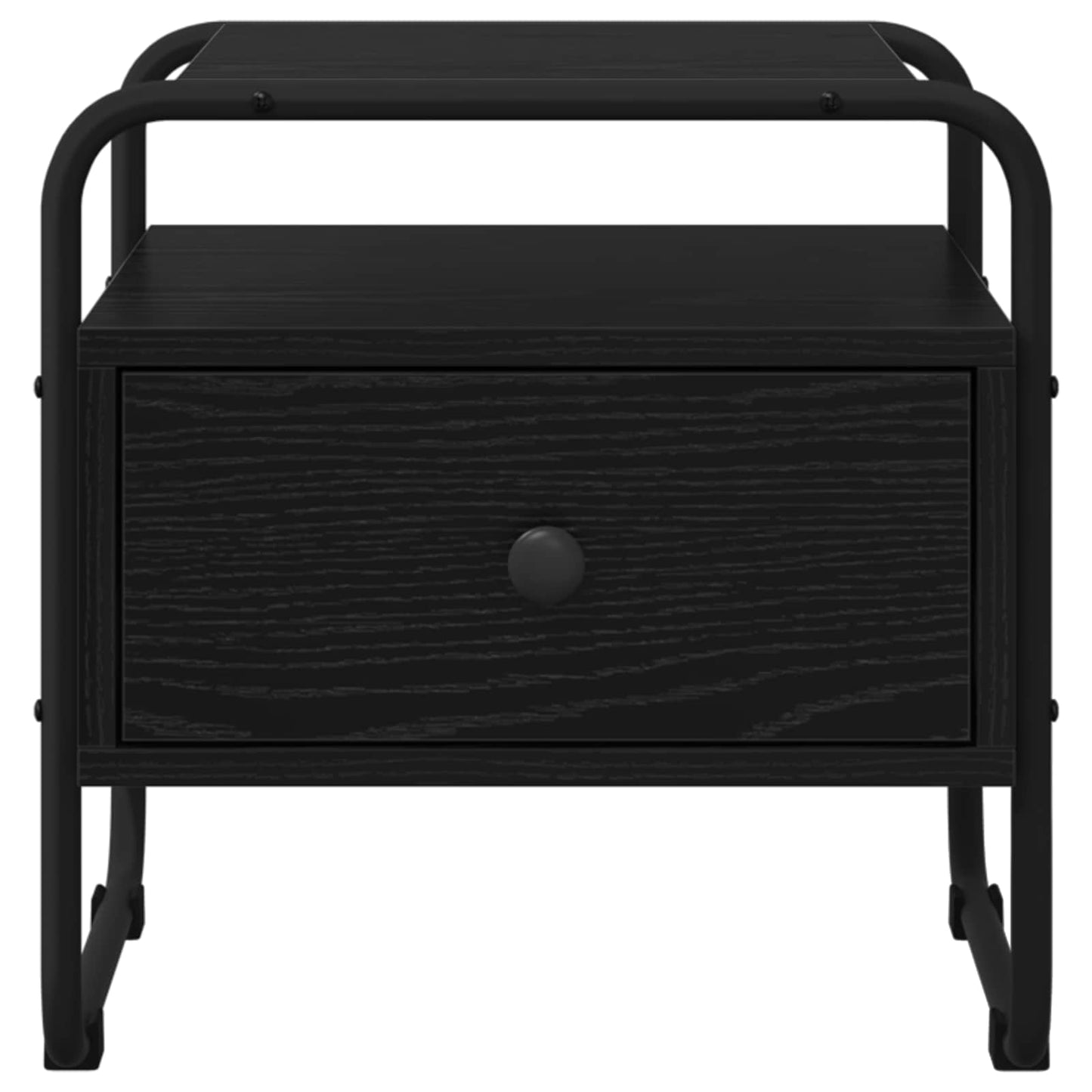 Black Oak Bedside Cabinet Drawer Shelf | HomeAndLiving - 5