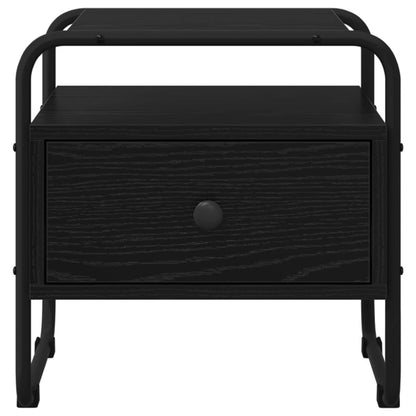 Black Oak Bedside Cabinet Drawer Shelf | HomeAndLiving - 5
