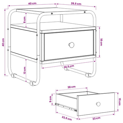 Black Oak Bedside Cabinet Drawer Shelf | HomeAndLiving - 10