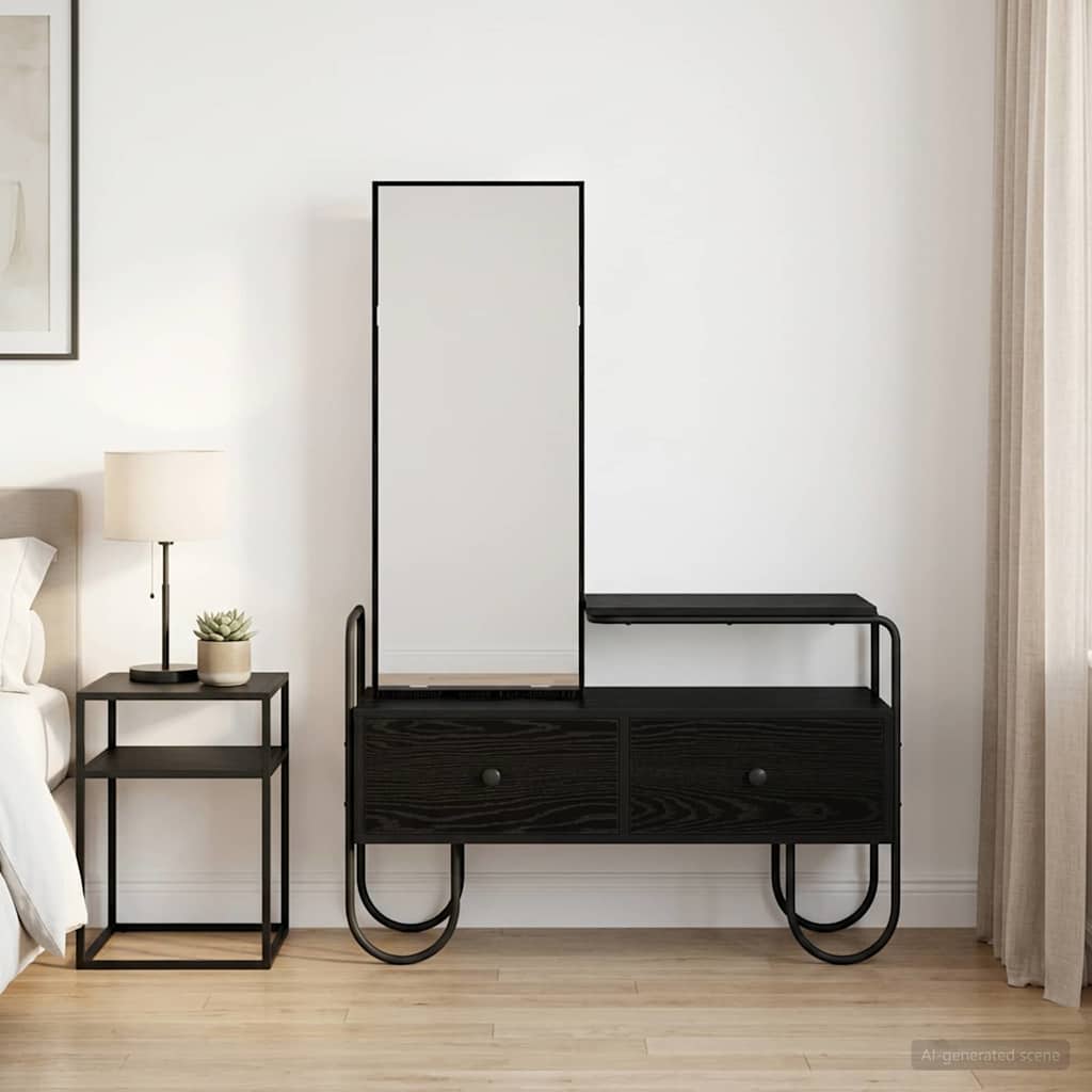 Black Oak Dressing Table Drawer Mirror | HomeAndLiving