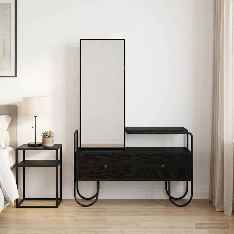 Black Oak Dressing Table Drawer Mirror | HomeAndLiving