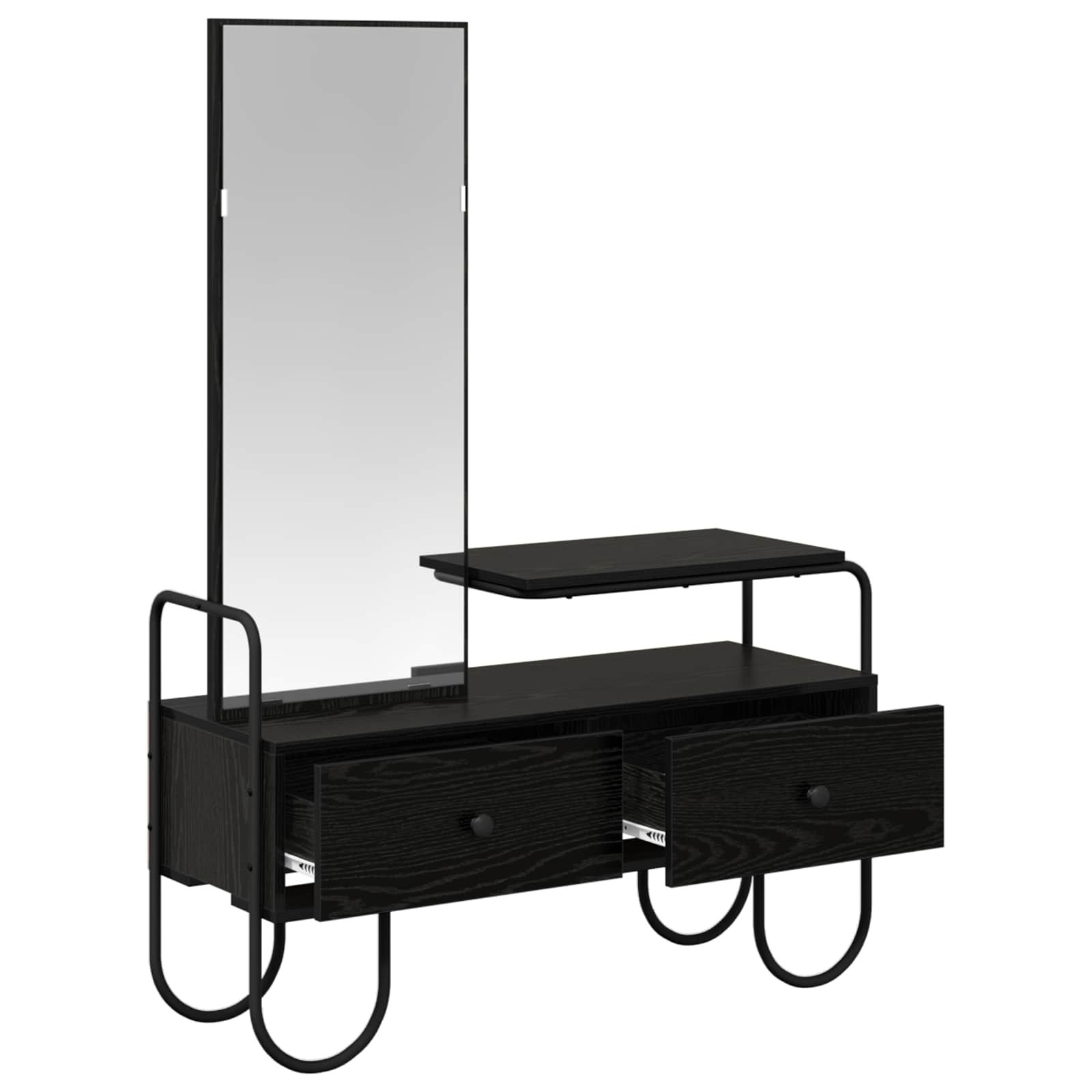 Black Oak Dressing Table Drawer Mirror | HomeAndLiving - 4
