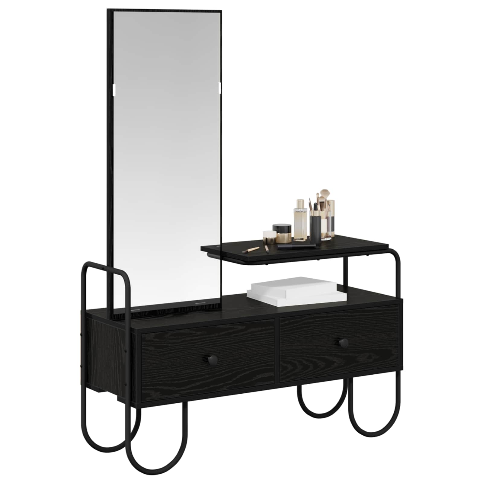 Black Oak Dressing Table Drawer Mirror | HomeAndLiving - 3
