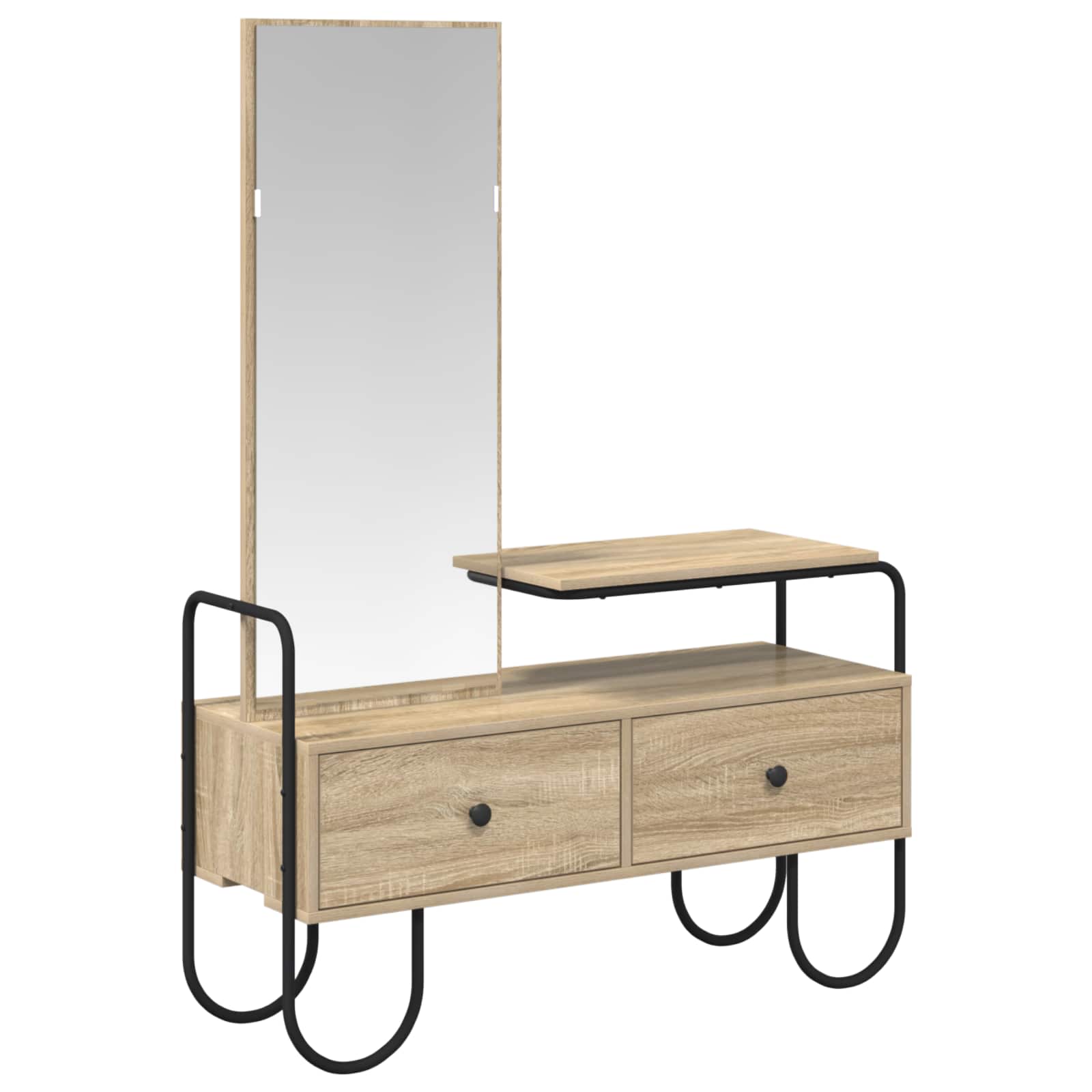 Dressing Table Sonoma Oak 2 Drawer Mirror | HomeAndLiving - 2