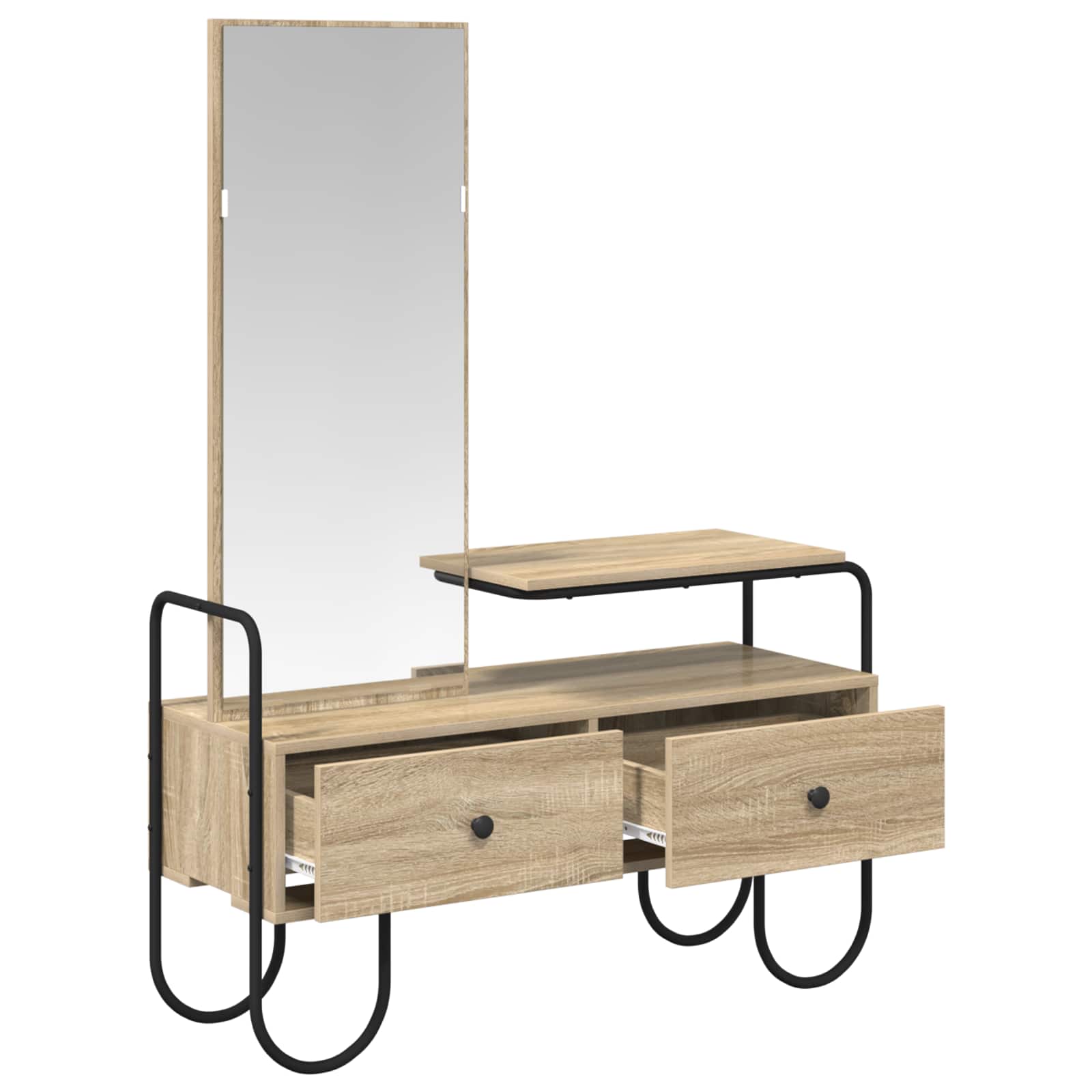 Dressing Table Sonoma Oak 2 Drawer Mirror | HomeAndLiving - 4