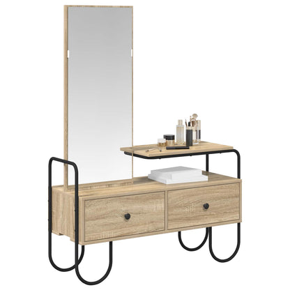 Dressing Table Sonoma Oak 2 Drawer Mirror | HomeAndLiving - 3