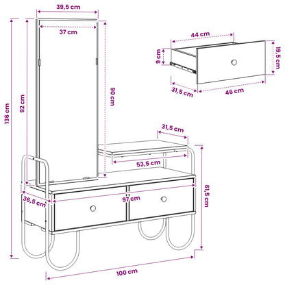 Dressing Table Sonoma Oak 2 Drawer Mirror | HomeAndLiving - 10