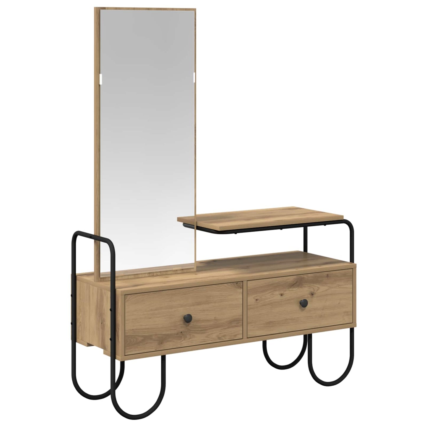 Oak Dressing Table 2 Drawers Mirror | HomeAndLiving