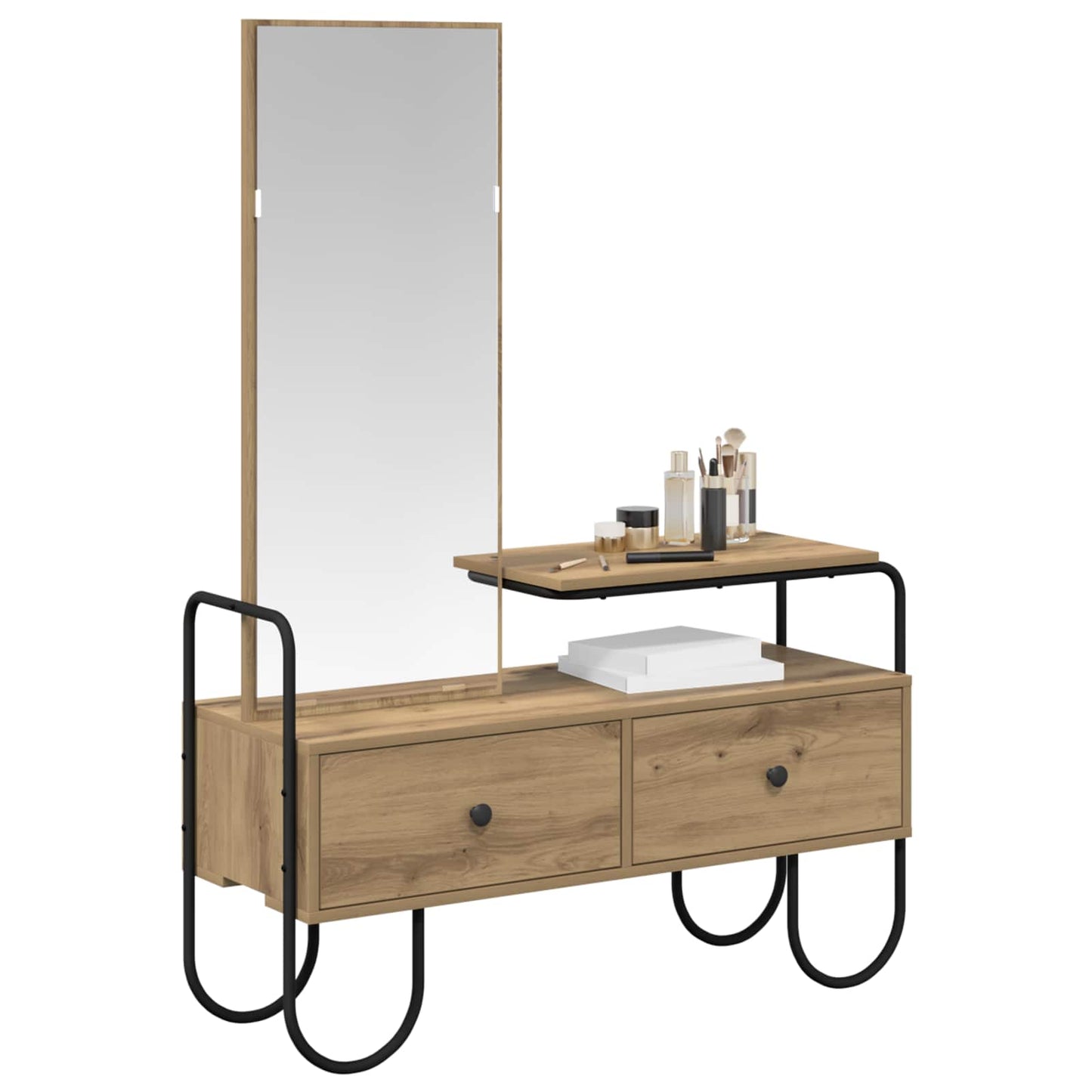 Oak Dressing Table 2 Drawers Mirror | HomeAndLiving - 2
