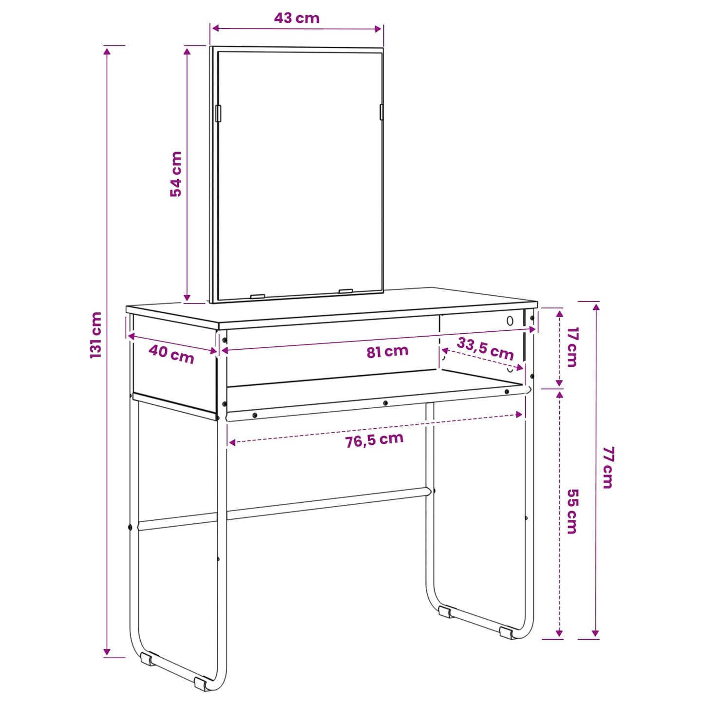 Sonoma Oak Dressing Table 81x40x131cm | HomeAndLiving - 8