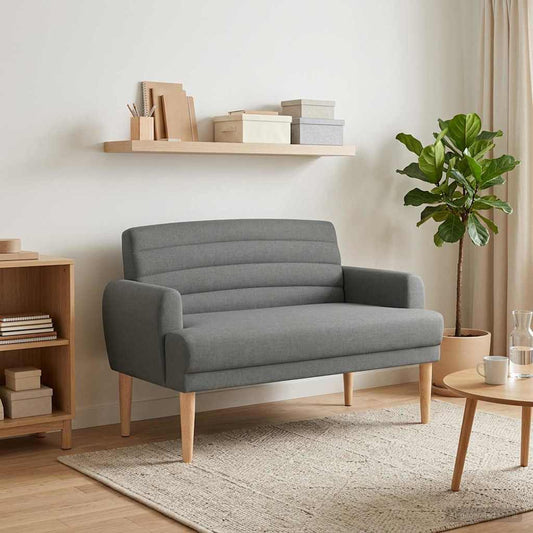 Button Tufted Loveseat Dark Grey Velvet | HomeAndLiving