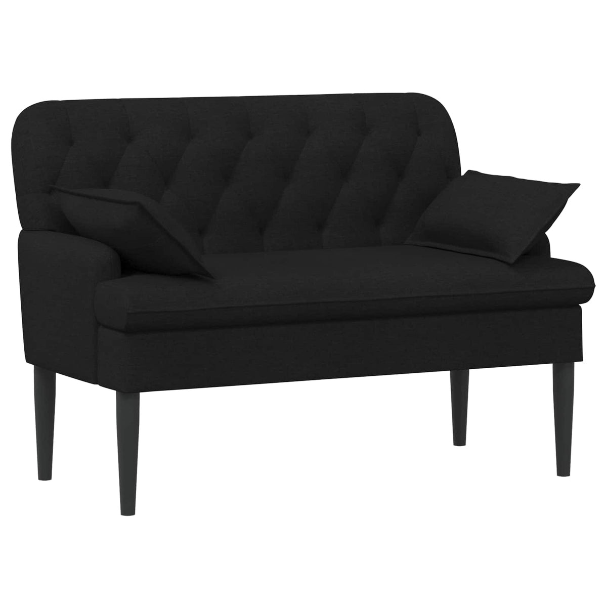 Button Tufted Loveseat Black Velvet 2 Seater - 111×68×80cm - 2