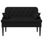 Button Tufted Loveseat Black Velvet 2 Seater | HomeAndLiving
