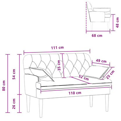 Button Tufted Loveseat Black Velvet 2 Seater - 111×68×80cm - 10