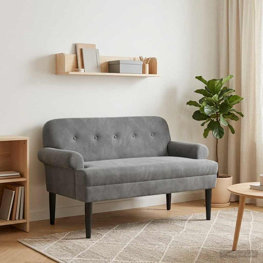 Velvet Button Tufted Loveseat Dark Grey | HomeAndLiving
