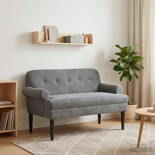  Velvet Button Tufted Loveseat Dark Grey | HomeAndLiving