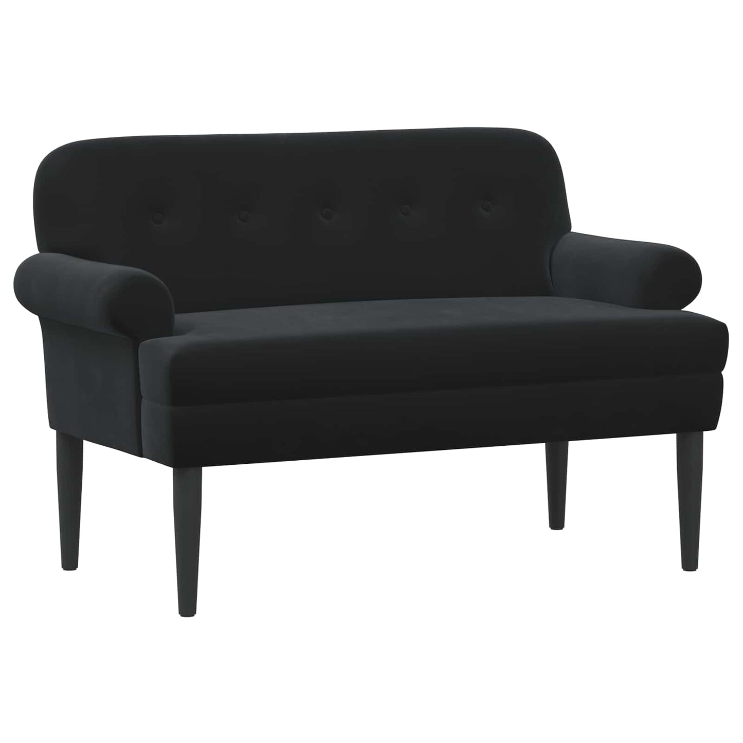 Black Velvet Button Tufted Loveseat Sofa | HomeAndLiving - 2