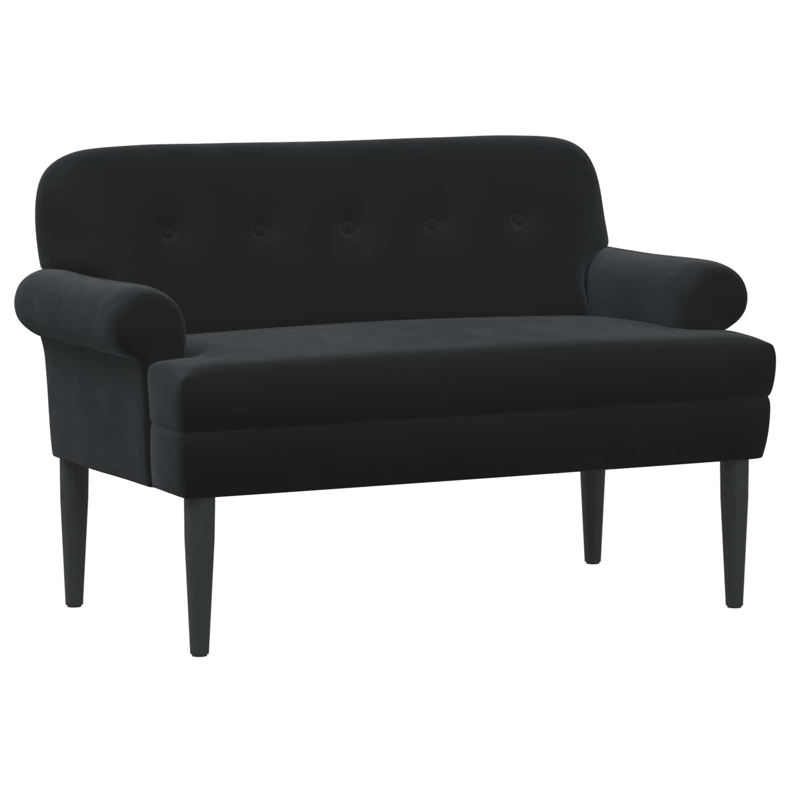 Black Velvet Button Tufted Loveseat Sofa | HomeAndLiving - 2
