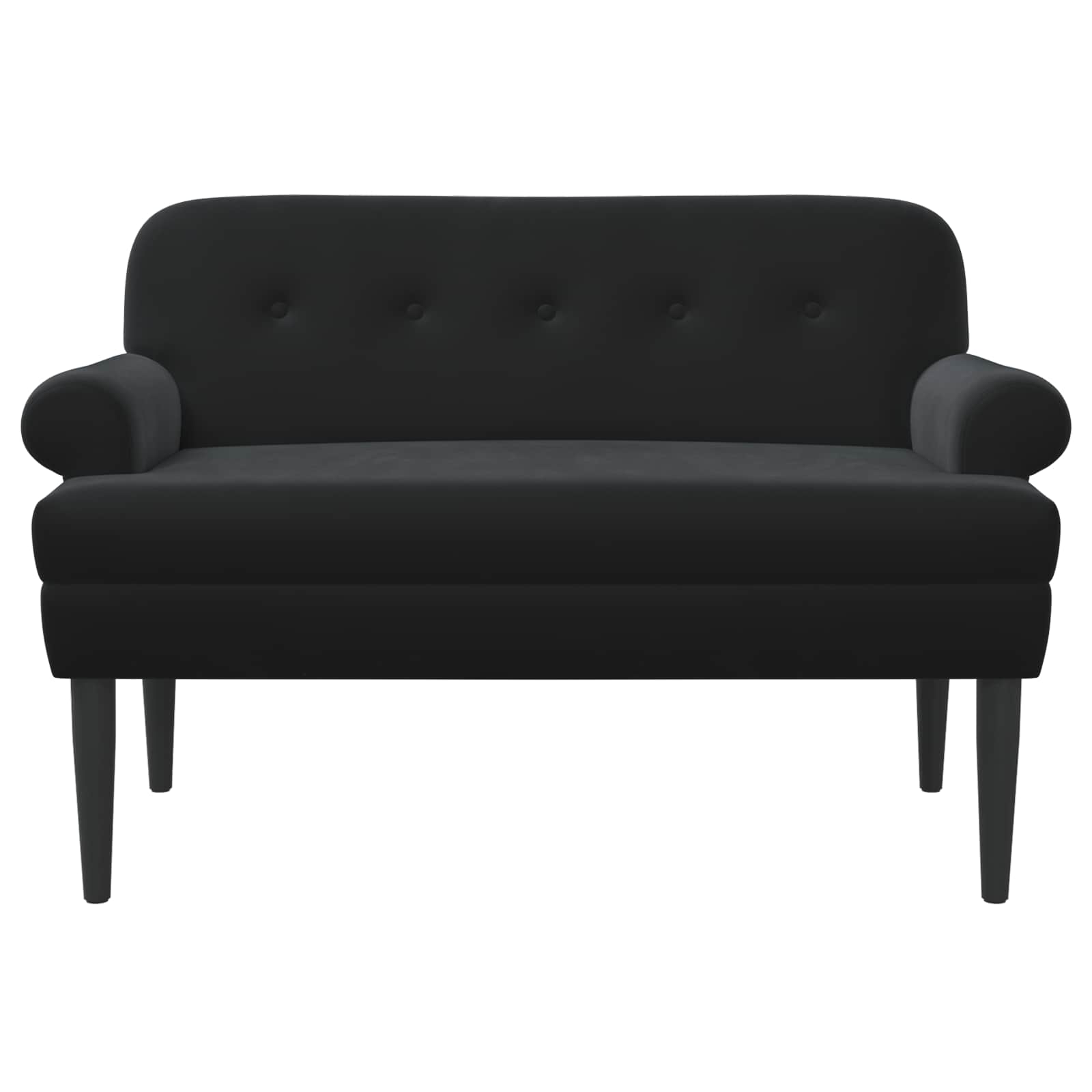 Black Velvet Button Tufted Loveseat Sofa | HomeAndLiving - 3