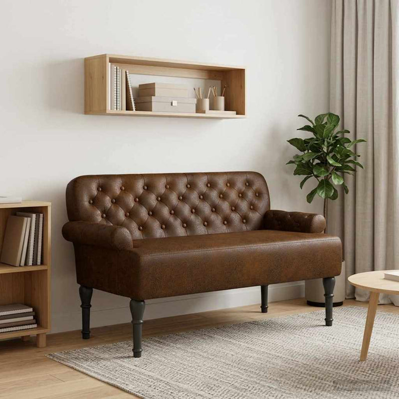 Button Tufted Loveseat Brown 2 Seater | HomeAndLiving